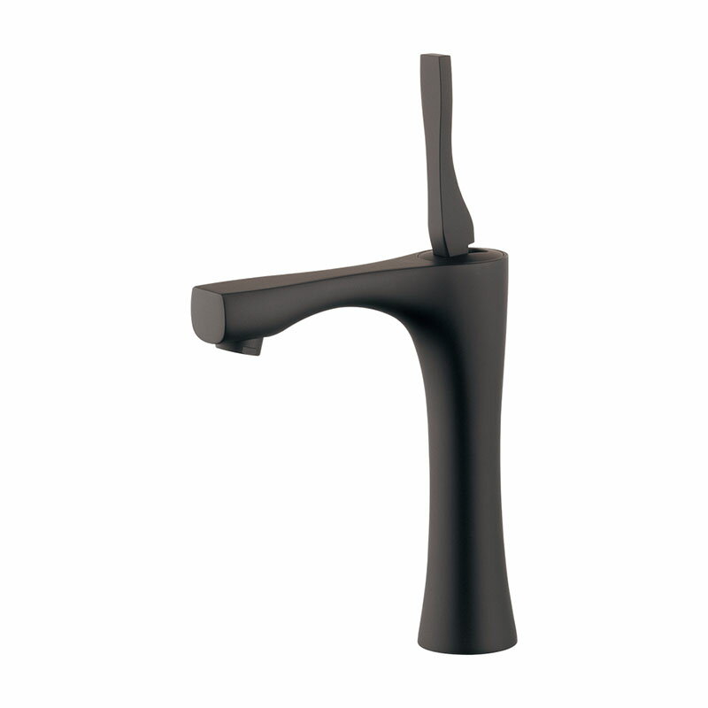 スタイリッシュなモダン水道蛇口 シングルレバー立水栓 ミドルタイプ（マットブラック）ブラック 水栓 蛇口