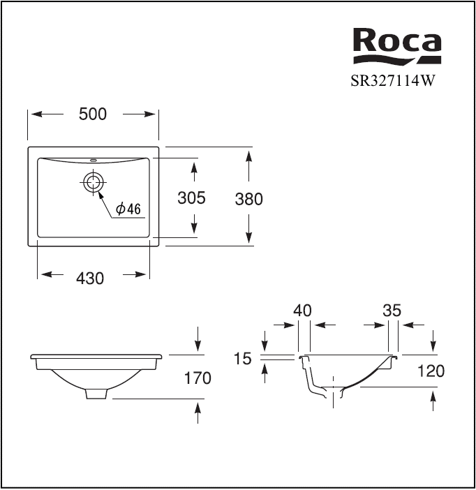 SR327114-W 【Roca】Diverta洗面器｜スペイン製の洗面ボウル 2