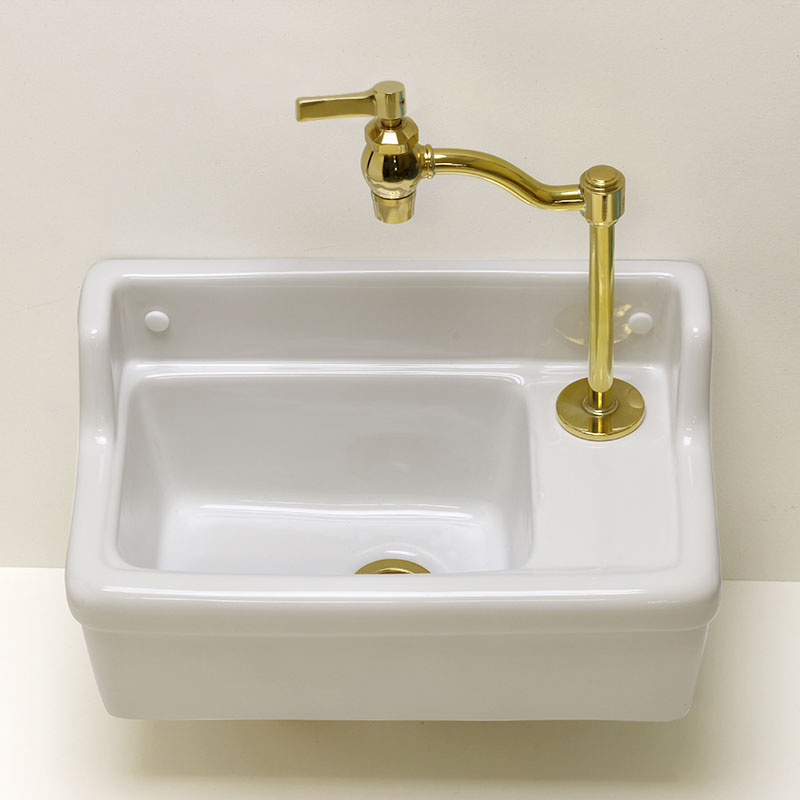 エッセンス 蛇口 立豆栓（ブラス） 壁掛け手洗器 Sレクタングル× 排水金具3点セット トイレ手洗い 洗面台