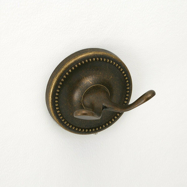 640764 お洒落な真鍮製タオル掛け・タオルフック(真鍮古色仕上げ)|アンティーク調