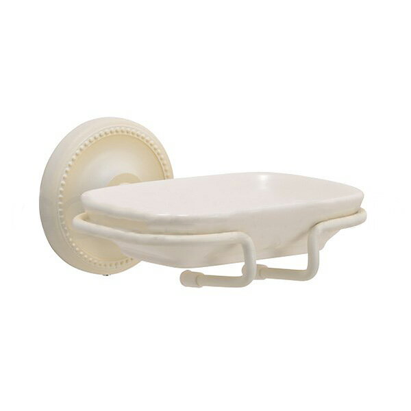 640837 真鍮製ソープディッシュ・陶器の石鹸置き(真鍮古白色仕上げ)|アンティーク調