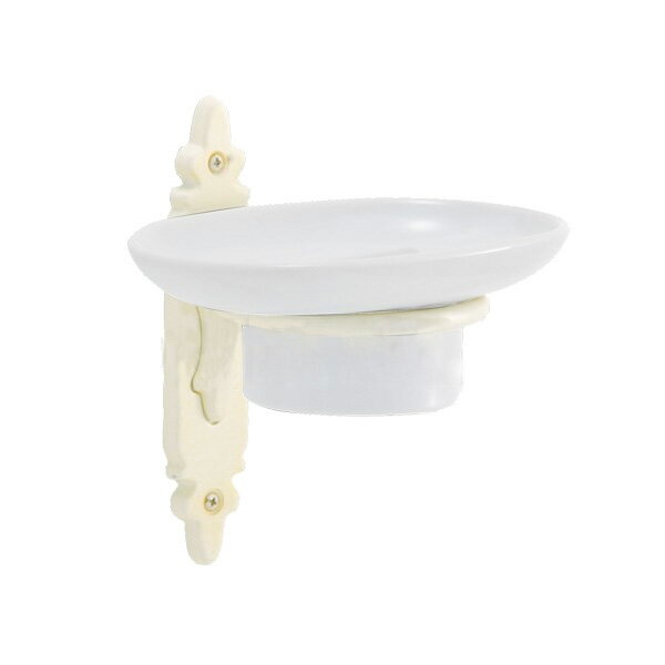 即納可・在庫あり 真鍮製ソープディッシュ(クラシック・アンティークホワイト)|アンティーク調の白い石鹸置き GI-723046-C