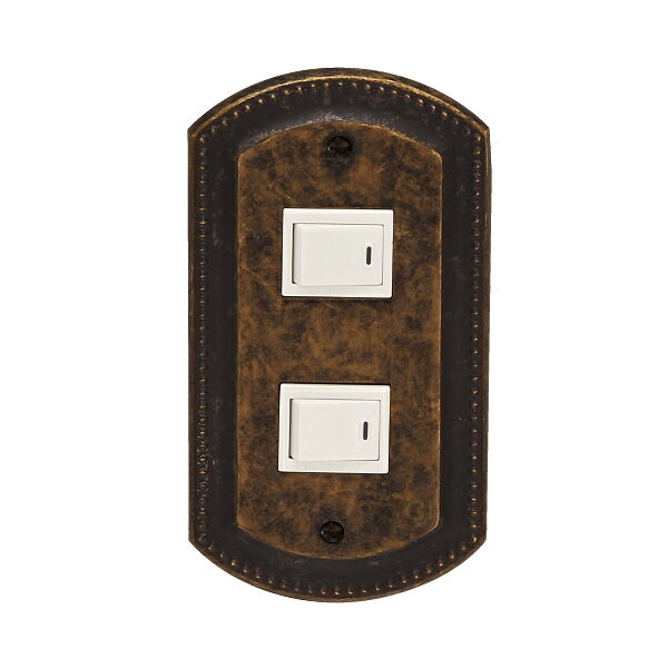 真鍮製 コンセントカバー パナソニック フルカラー対応 スイッチプレート（2口）古色（ミル打ち風）790..