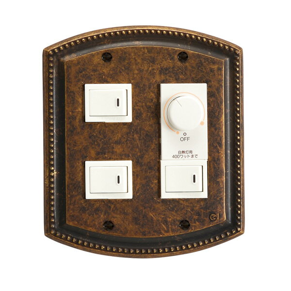 スイッチカバー パナソニック フルカラー対応 コンセントプレート（5口）金属 真鍮 古色（ミル打ち風）..