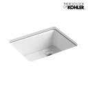 KOHLER社製 Riverby Kitchen Sink リバーバイ キッチンシンク 1槽シンク （小） アンダーカウンタータイプ 名実ともにアメリカを代表する水まわり製品メーカー、コーラー社製 カウンター下に埋め込むホーローキッチンシンク ヨーロッパの伝統的なクラフトマンシップを色濃く受け継ぐ独創的で高級感あふれる洗練されたデザインと品質を誇る水廻り製品メーカー KOHLER（コーラー）社製 シンプルで丈夫なホーロー製の1槽式流し。カウンター下に埋め込むアンダーカウンタータイプです。 サイズ W635×D559×H244mm 材質 ホーロー 排水穴径 φ98mm 水栓取付穴径 ※詳細は承認図をご確認ください φ60mm×5ヶ所／穴と穴の間隔102mmずつ セット内容 キッチンシンク本体、底敷き網（排水金具等は付属していません　※専用排水金具を併せてご購入ください） 切込寸法 製品に同梱されている切込寸法図（一部製品を除く）を基準としてお使いいただき、詳細については現品での確認を行ってください。 用途・種別 キッチン／埋め込み型（アンダーカウンター） 備考 ■ カウンターの下に設置するアンダーカウンタータイプです。 ■ ※4インチ（102mm）間隔の水栓取付穴（大きめφ60mm×5ヶ所）がシンクに開いています。カウンターに水栓の取付け穴を開ける際はご注意ください。（承認図参照） ■ ※別売品の専用排水金具が必要です。 下の「排水接続イメージ図」と「排水金具組み合わせパターン」をご確認の上、「まとめて購入」または、組み合わせパターンのリンク先から追加注文をお願いします。 ■ 商品の特性や閲覧環境の違いなどによって、写真と実際の商品とでは色味等が若干異なる場合があります。 ◇注意事項◇ 納期は通常3日〜1週間程度（国内在庫がない場合、5〜6ヶ月程度）です。納期についてはお問い合わせください。 この商品はメーカー直送のため、“代金引換”不可商品となります。（代引可能な商品と同時のご注文の場合は除きます。） ご注文確定後は一切の変更・キャンセルが出来ませんので予めご了承ください。 排水イメージ ※排水金具は別売りです。追加オーダー（まとめて購入）から必要な排水金具を追加してください。（下記のリンク先からご購入頂くことも可能です） 排水金具組み合わせパターン デュオストレーナーの場合 デュオストレーナー Sトラップ38　または　Pトラップ38 トラップ管は「まとめて購入」ではご注文いただけません。必要な場合は上記リンク先からご購入ください 小型ゴミ収納器の場合 小型ゴミ収納器 ゴミを溜めることができます。 ゴミ収納器内部にトラップ機能が備わっているためトラップ管は不要。 ※床排水のみ対応。壁排水には対応しておりません。