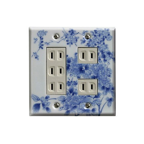 【有田焼】伊万里焼 染付大正ロマン スイッチプレート（5口） ART3-EL005 キッチン 洗面所 手洗い トイ..