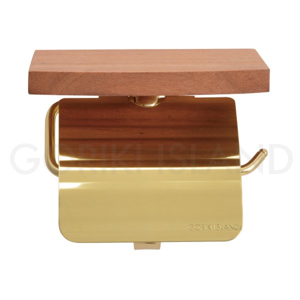 ウッドシェルフ付トイレットペーパーホルダー（スタンダード・ブラス） GI-074046-C