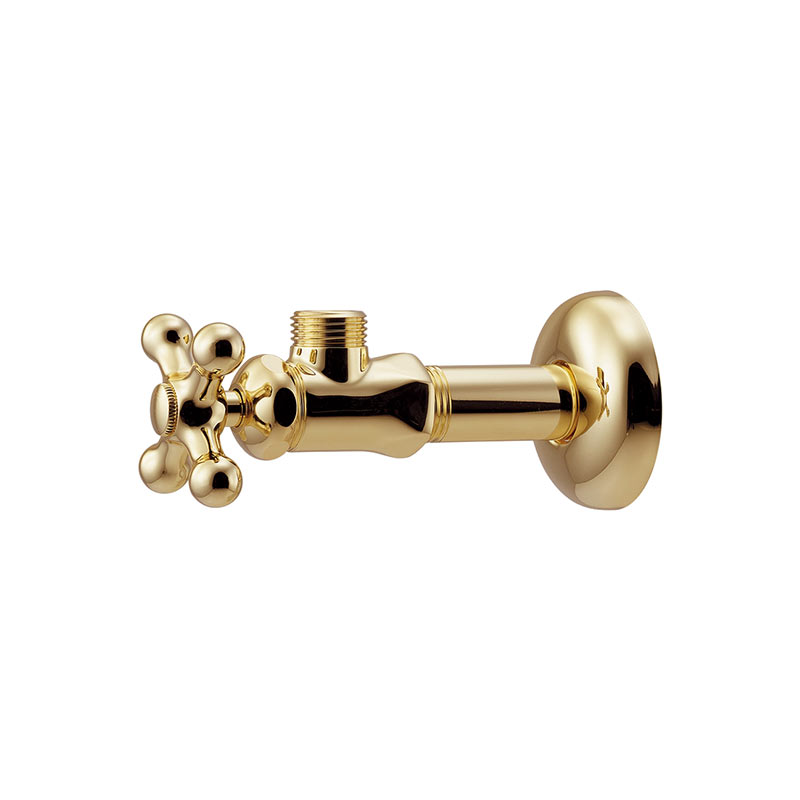 クロスアングル形止水栓（ゴールド／アンティーク調） 705-650-AG （旧品番 705-650-G） 水道部材 配管部品 ブラス 金色