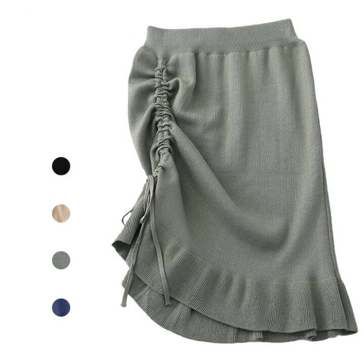 オフィス アシンメトリー ニット リブ 秋冬 【送料無料】ロングスカート きれいめ 通勤 シンプル 【送料無料】ロングスカート レディース 通学 ロング丈 ミモレ丈 無地 ボトムス