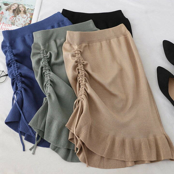 オフィス アシンメトリー ニット リブ 秋冬 【送料無料】ロングスカート きれいめ 通勤 シンプル 【送料無料】ロングスカート レディース 通学 ロング丈 ミモレ丈 無地 ボトムス