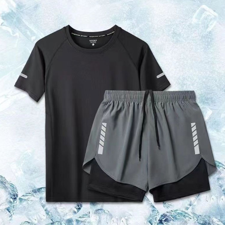 水着 Tシャツ ラッシュガード フィットネス水着 半袖 メンズ 体型カバー セット 水陸両用 速乾 ビーチ サーフパンツ 海パン 海水パンツ セパレート UVカット 男性 フィットネス ハーフパンツ 高校生 大きいサイズ パパ水着 大人 スポーツウェア ブラック グレー 男の子 papass-10011706 APAAPA サンプル画像3