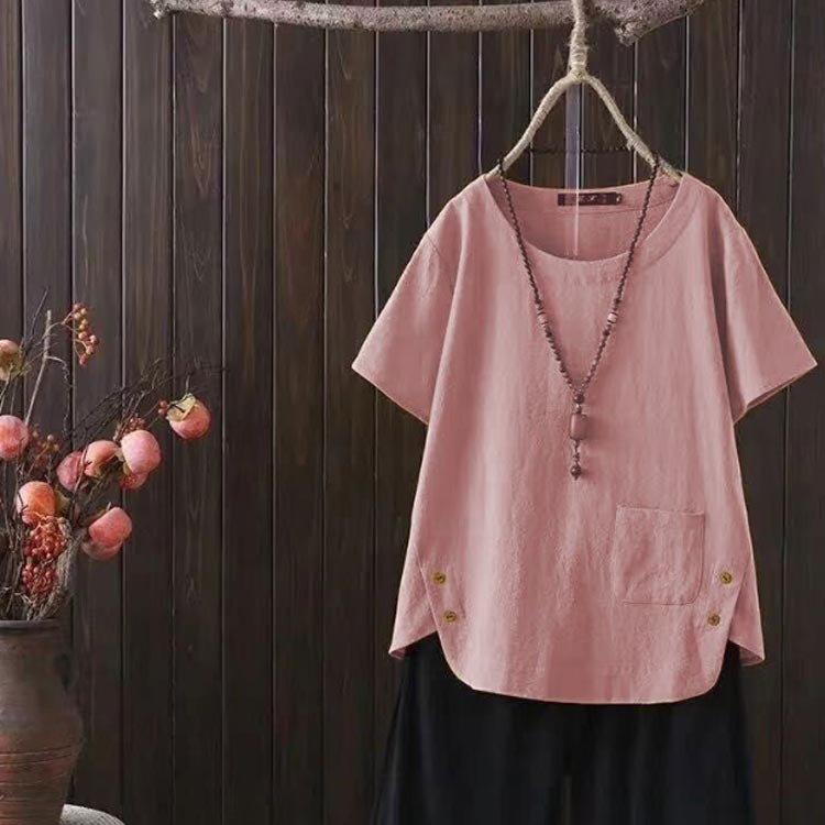 コットン 綿麻風 トップス ブラウス Tシャツ...の紹介画像2