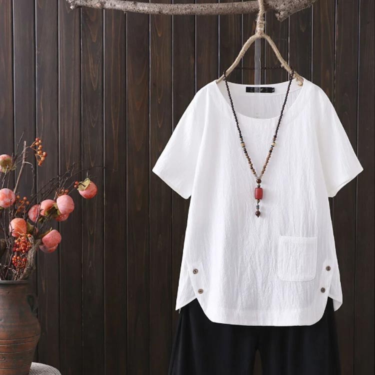 コットン 綿麻風 トップス ブラウス Tシャツ...の紹介画像3