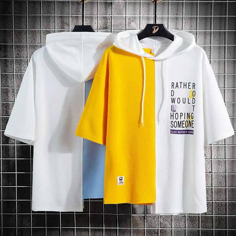 おしゃれ パーカー メンズ 半袖 パーカ プルオーバーパーカー 切り替え 英字 トップス 夏 送料無料