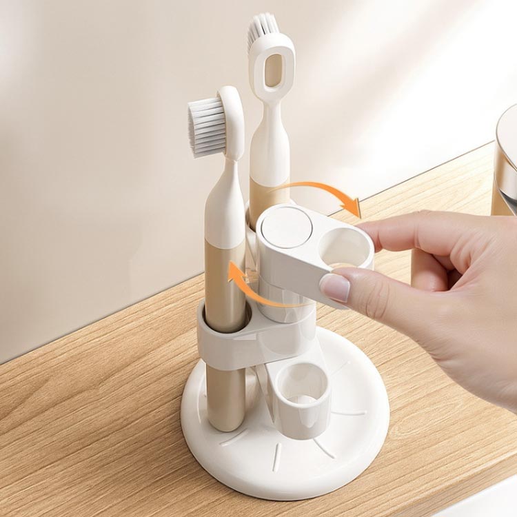 2点セット 歯ブラシスタンド 回転 歯ブラシスタンド 歯ブラシ立て 歯ブラシホルダー 4本 ホワイト おしゃれ 洗面所 洗面用品 かわいい
