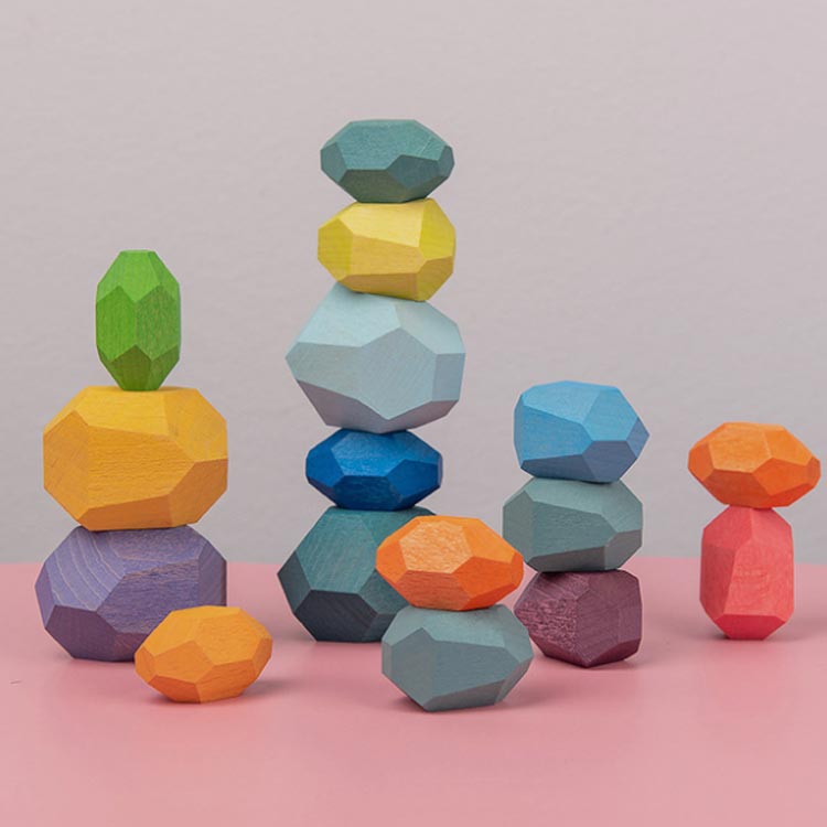 APAAPAの木製 積み木 ビルディングブロック バランスゲーム 知育 玩具 立方体 おもちゃ 木製ストーン カラーストーン 人気 工芸品 ギフト 誕生日 プレゼント｜アングル2