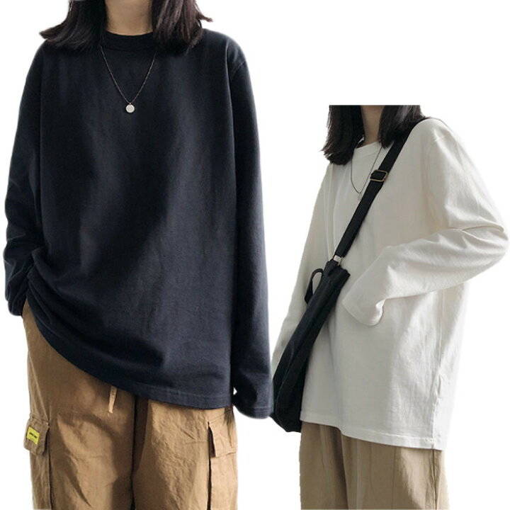 Rakuten - Tシャツ 秋冬 レディース Tシャツ 長袖 おしゃれ 体型カバー ゆったり シンプル 無地 大きいサイズ キレイめ スッキリ