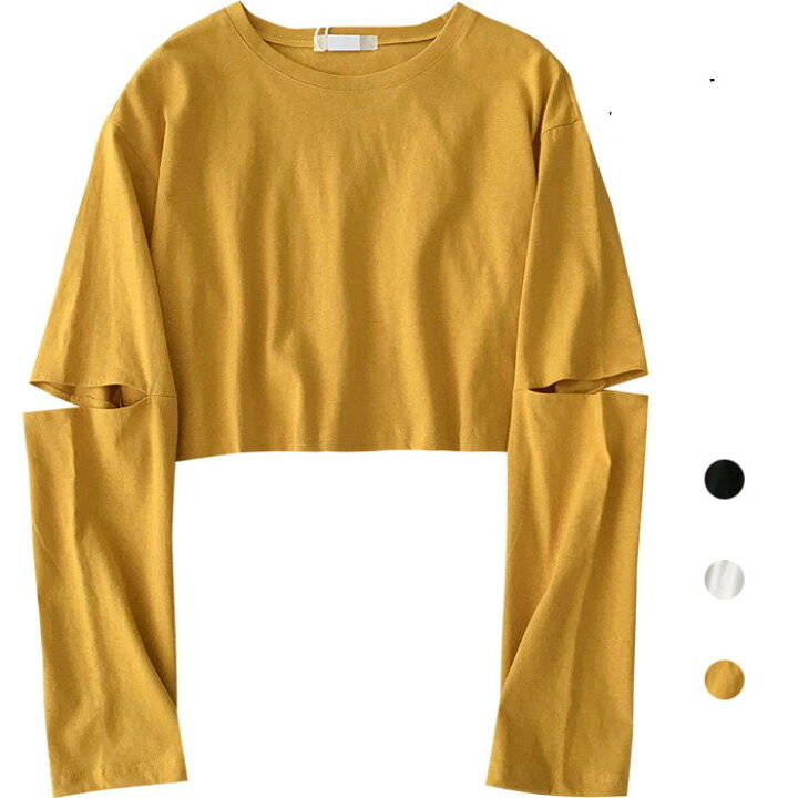 Rakuten - 長袖 Tシャツ Tシャツ 秋冬 おしゃれ レディース ショート丈 ゆったり シンプル 無地 カジュアル キレイめ ルーズ