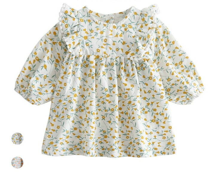 おしゃれ 長袖 女の子 【ネコポス送料無料】 花柄 ロング 女児 キッズ 秋冬 可愛い ブラウス Tシャツ ジュニア シンプル フリル ゆったり 動きやすい トップス 子供服