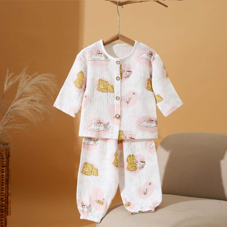 女の子 キッズ 長袖 パジャマ 無地 前開き 綿100％ 上下セット 140 春 160 ルームウェア ベージュ ブルー パジャマ 80 秋 100 110 120 130 90 150 子供 くま 男の子 ジュニア ガールズ ボーイズ 薄手 かわいい おそろい