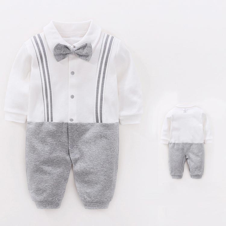 ロンパース 男の子 フォーマル カバーオール 長袖 ベビー服 子供服 赤ちゃん 紳士服 前開き コットン 綿 送料無料 蝶ネクタイ 可愛い おしゃれ 入園式 結婚式 誕生日 パーティー 七五三 お宮参り 59cm 66cm 73cm 80cm 90cm 3