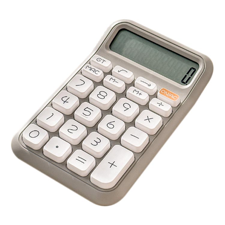 パープル カラフル電卓 イエロー 事務用品 電卓 文具 グレー グリーン シンプル レトロ かわいい 可愛い 丸ボタン 計算機 電卓 会社 学校 デスクトップ
