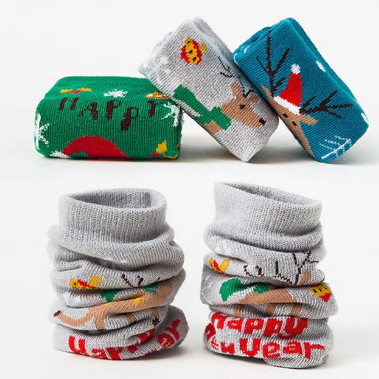 送料無料 子供 ソックス 3足組 クリスマス 靴下 ベビー ロング丈 綿 キッズ ツリー サンタ柄 トナカイ 雪だるま柄 男の子 女の子 秋冬 コットン おしゃれ かわいい ジュニア 保温 暖かい プレゼント ギフト