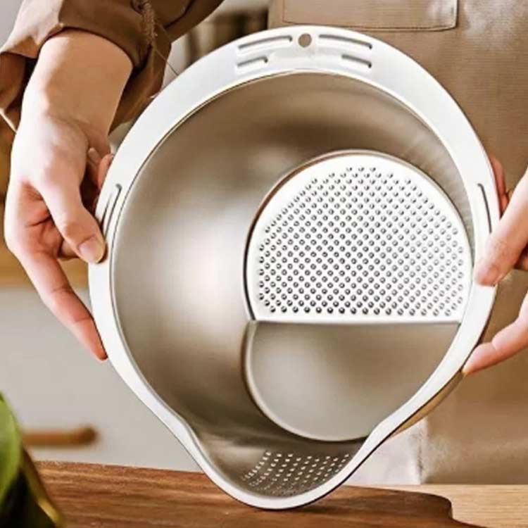 パンチングざるザル 水切り 米とぎ ボウル キッチン用品 ざる 野菜 3WAY ボウル 米研ぎザル 耐熱ボウル 水切りボウル 水切りかご 米洗う 水切り 麺類 野菜 果物洗い 【2個セット】ステンレス 時短調理 食洗機対応 便利グッズ 多機能