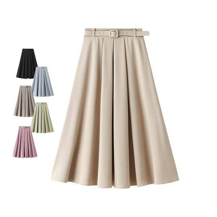 ベルト付き フレアスカート 春新作 ハイウエスト レディース 春コーデ ロング 黒 ロングスカート 40代 aライン 20代 30代 50代 春コーデ おしゃれ 通勤