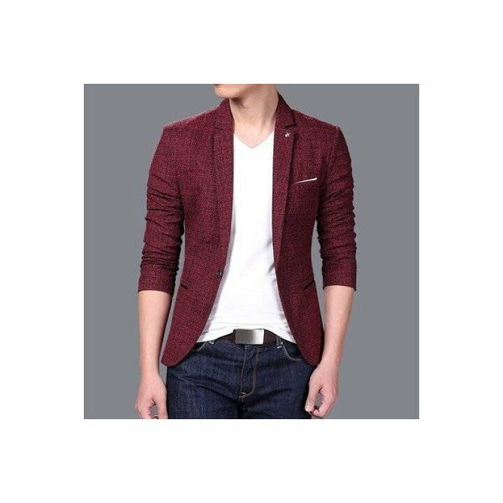 Tailored Jacket - 細身 テーラードジャケット メンズ カジュアルスーツ スリム テーラードジャケット ビジネスジャケット 冬 アウター コットン 長袖