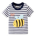 キッズ 男の子 ベビー トップス 子供用 半袖 Tシャツ 女の子 ラウンドネック ボーダー柄 蜂 ハチ カジュアル お洒落 普段使い お出かけ
