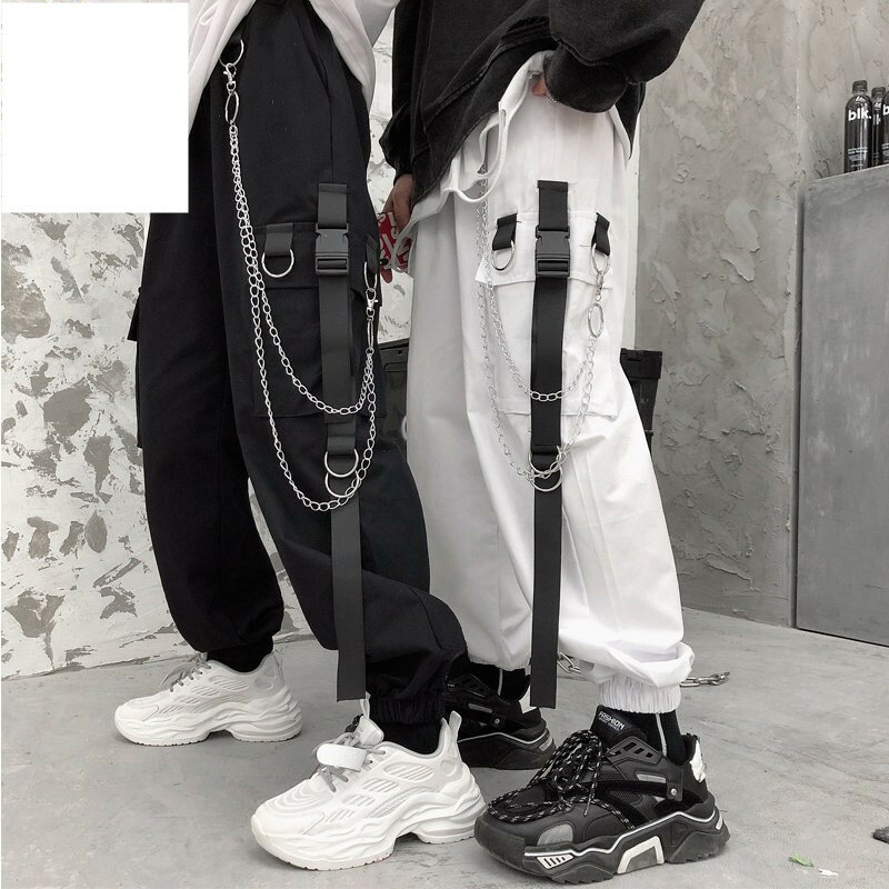 ズボン カーゴパンツ レディース 韓国ファッション ワイドパンツ チェーン付き カーゴパンツ ボトムス ヒップホップ ダンス衣装 ストリート系 カジュアル