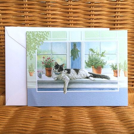 USA Pumpernickel Press バースディカード 窓辺のねこちゃん Sweet Pea's Place