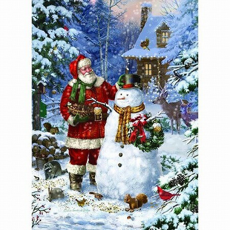 わずかのみ再入荷!LPG クリスマスカード 大判 サンタ&スノーマン Santa Making a Snowman