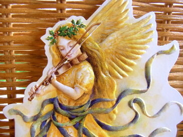 USA Carol Wilson キャロルウィルソンダイカットクリスマスカードChristmas Angel with Violin
