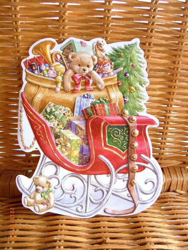 わずかのみ入荷！ USA Carol Wilson キャロルウィルソン ダイカットクリスマスカード Christmas Sleigh