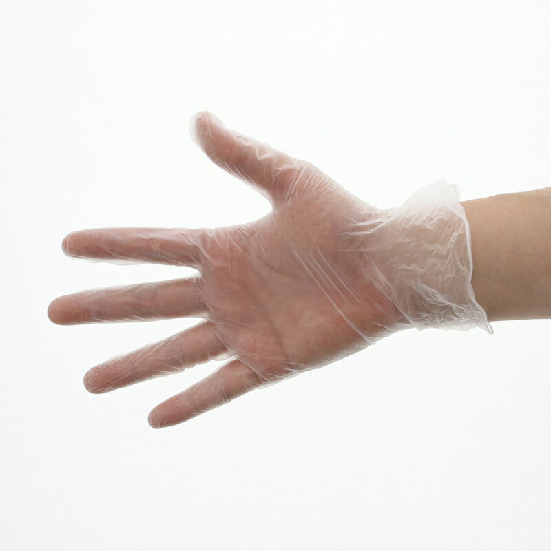 あす楽 シモジマ PVC手袋 極薄100枚入り 粉なし 使い捨て プラスチック手袋 S M L ホワイト 塩ビ手袋 ディスポーザブル プラスチックグローブ　9ss