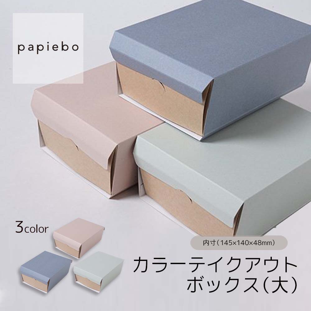 アースカラー テイクアウトボックス 大 紙製 弁当容器 25枚セット ピンク ブルー ライム 無地 | 内寸（..