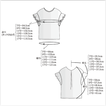 大人可愛い　二の腕カバー　フリル袖ブラウス　7号〜17号　型紙　ハンドメイド　ブラウスパターン　洋裁　手作り　大きいサイズ　ワンピースにもアレンジ可