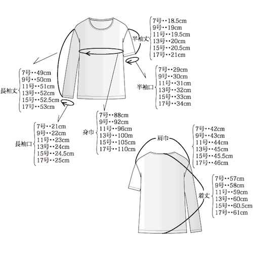 シーズンレスで着まわせる！ベーシックTシャツ 7号〜17号　型紙　ハンドメイド　カットソーパターン　ニットパターン　カットソー　洋裁　手作り　大きいサイズ