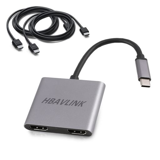 Rakuten - USBCHDMI変換アダプタ[ケーブル2本付属]HBAVLINKTypeCマルチディスプレイアダプタType-Cからデュアルモニター変換アダプタ、最大シングル4K@60Hzまたはデュアル4K@30Hz(USBC