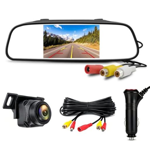 【2in1車載バックモニター】4.3 インチ液晶内蔵のバックミラーモニターを採用したバックカメラセットです。純正ルームミラーに引っ掛けるだけで後付けでき、大掛かりな加工不要。通常走行時は普通のバックミラーとして後方確認でき、バック時には鮮明なカメラ映像を表示する汎用車載モニターとして活躍します。注:補助線は削除できません。 【140°广角与IP67级防水】付属カメラは 140° 超広角レンズを搭載し、車体後方の広い範囲を一気に捉えられ駐車支援に最適。IP67 防水規格に適合し、雨天・洗車時の水しぶきや埃からしっかり保護。夜間でも視認性を確保し、暗い駐車場でも障害物や地面ラインを明確に確認可能、駐車時の接触リスクを大幅に低減します。 【4.3英寸倒车影像套装】セット内に車内配線に十分な長さの 7M ケーブルが付属し,電源はシガーソケットに挿すだけの簡単給電方式を採用、車内の配線加工や専門工具は一切不要。 【12V対応】などの12V車両に適しています。注意:バックカメラの取り付け角度は調整できません。 【注意】1年以内に製品が故障または不具合な場合は、無料で新しい商品を交換します。