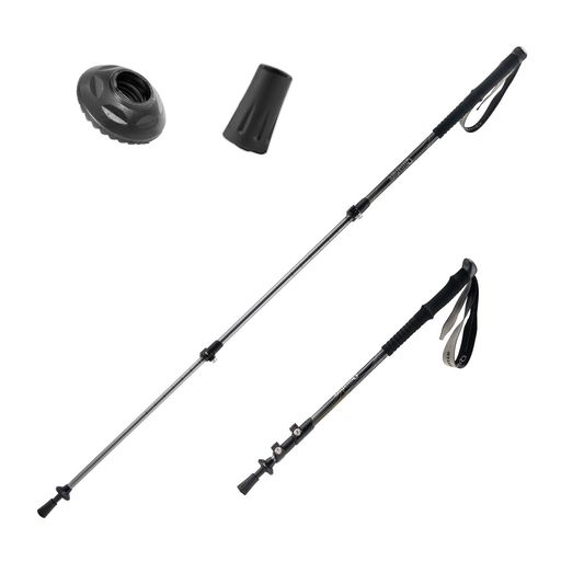 Rakuten - Qunatureトレッキングポール登山ストック伸縮ウォーキングポール軽量238gアルミ合金製滑り止め登山杖長さ調節62-135cm山登りハイキングトレッキング遠足登山用品(ブラック)