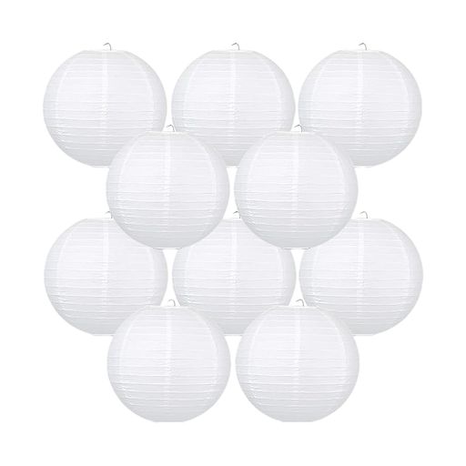 Rakuten - 提灯お盆紙提灯白丸型10個セット直径30cmお盆飾りペーパーランタン居酒屋誕生日七夕結婚式教会手作りDIY室内装飾(白いもの10個)