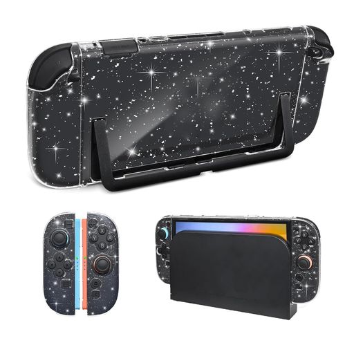 Nintendo Switch 2専用設計:本体とJoy-Conの形状に合わせた専用設計で、ぴったりフィットします。 全面保護カバー:本体とJoy-Conを同時にカバーし、あらゆる角度からしっかりと保護します。 キズ防止ハードケース:高品質なハード素材を使用し、日常の傷や衝撃からデバイスを守ります。 クリアデザイン:透明なキラキラデザインで、Nintendo Switch 2本体の美しさをそのまま活かせます。 簡単装着:工具不要で素早く取り付け・取り外しが可能で、日常使いに最適です。
