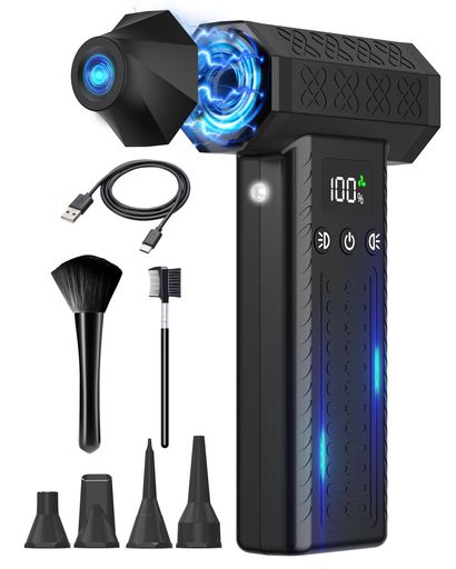 【🌀プロ仕様 超強力エアダスター 充電式】従来の使い捨てエアダスター缶と比べて、繰り返し使えて経済的&amp;ガス臭なし!もう面倒な空き缶処理ともお別れです。300,000rpmの高出力モーターが最大風速120m/sを実現し、洗車 ブロワー 最強クラスのパワーで、従来の電動エアダスターの約10倍から15倍ものスーパー噴流力を発揮!​エアダスター pcや精密機器の清掃にも安心。隙間のゴミもパワフル吹き飛ばす!落ち葉・砂ぼこり・水たまりまで全て解決!​ジェットぶろあー 洗車にも最適で、サッシの溝や玄関タイルの隙間、車の下部の水切りなど、今までの道具では届かなかったエリアもらくらく掃除できちゃいます。 【✋3段階風速調節&amp;274g小型軽量】Raydyn エアダスター 強力​(ターボファン​ / ​小型ブロワー)は、電源ボタンを1.5秒長押しでオン/オフ。3段階の風量を手軽に切り替えられます。🍃 ​弱風モード​:120m/s|最大200分連続使用可能(静かで長時間作業に最適!)超小型ボディは手のひらにすっぽり収まるコンパクト設計。たったの274gという軽さで、この小型ブロワーは室内用はもちろん、アウトドアや車内でも大活躍。