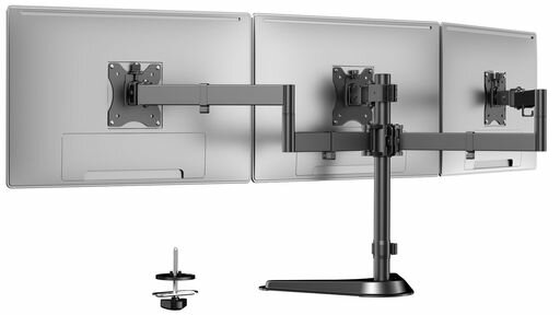 Rakuten - WORLDLIFTモニターアーム3画面置き型27インチ対応耐荷重10kgディスプレイアームトリプルグロメット式角度調節VESA75x75/100x100mm