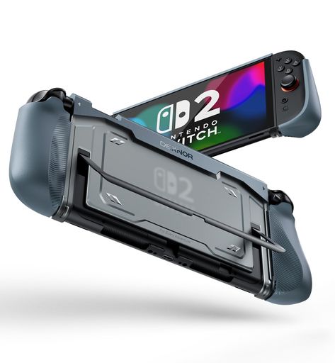 Rakuten - DexnorNintendoSwitch2用ケース2025、【超軽量】簡単着脱グリップ感向上手の疲労を和らげる耐衝撃保護カバー傷防止滑り止め人間工学グリップ付き&スタンド使用対応-ブルー