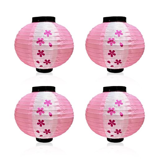Rakuten - koundeneko和風提灯桜の花4個セット可愛いピンク春の雰囲気桜ランタン折りたたみ式花模様灯篭防水再利用可能シルクちょうちん掛け物お祭り春花火大会居酒屋文化祭店先集客屋内外装飾直…
