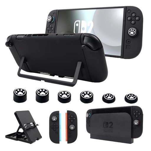 Rakuten - RALANNintendoSwitch2カバーニンテンドースイッチ2カバードック対応+Switch2ガラスフィルム1枚+6親指キャップTPU製ソフトケースジョイコンカバークリアケース可愛い透明パープルデザイン超薄分…